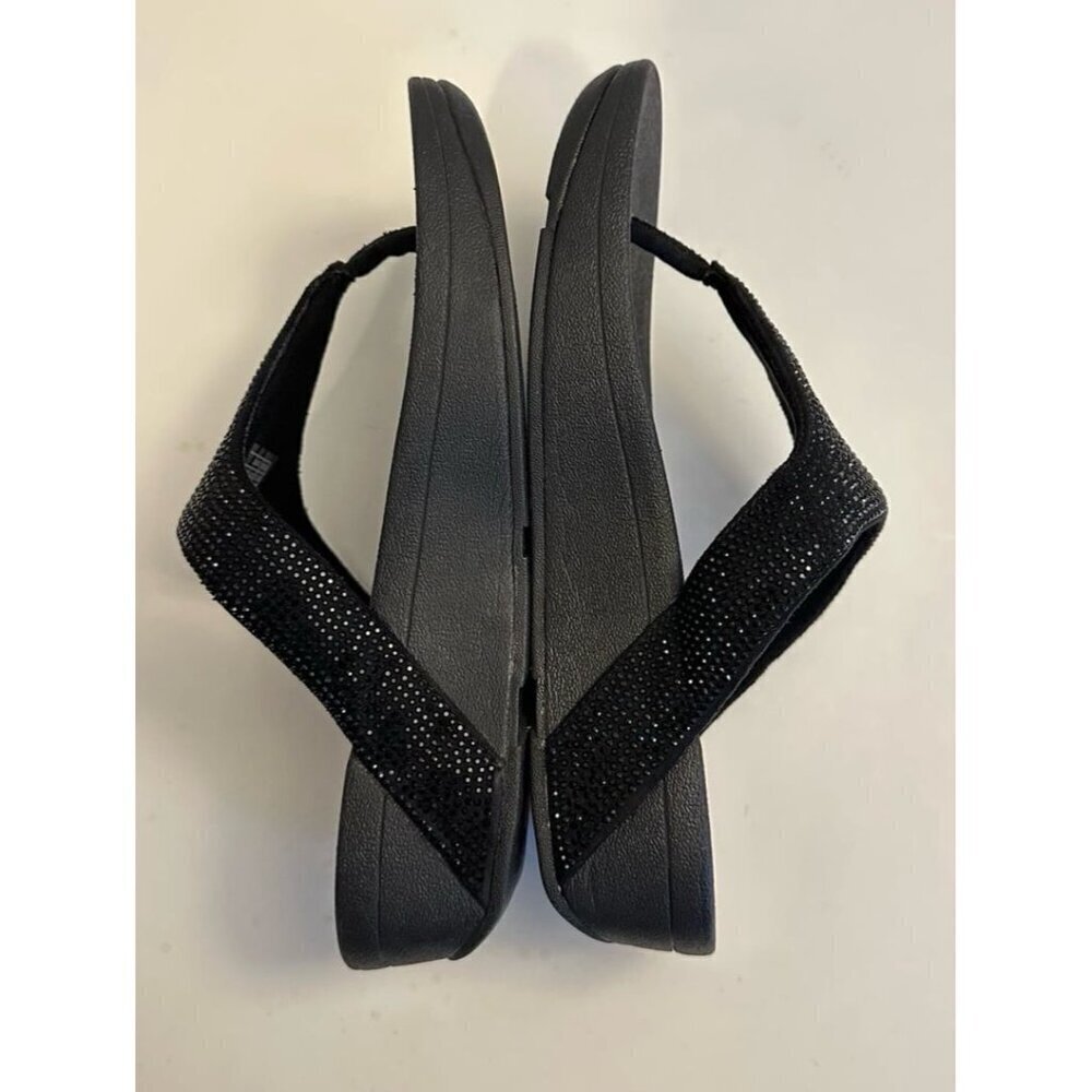 Fitflop Lottie Shimmer Crystal Thong Sandals Black Size EU 38/ US 7 T82-001 - Picture 5 of 10